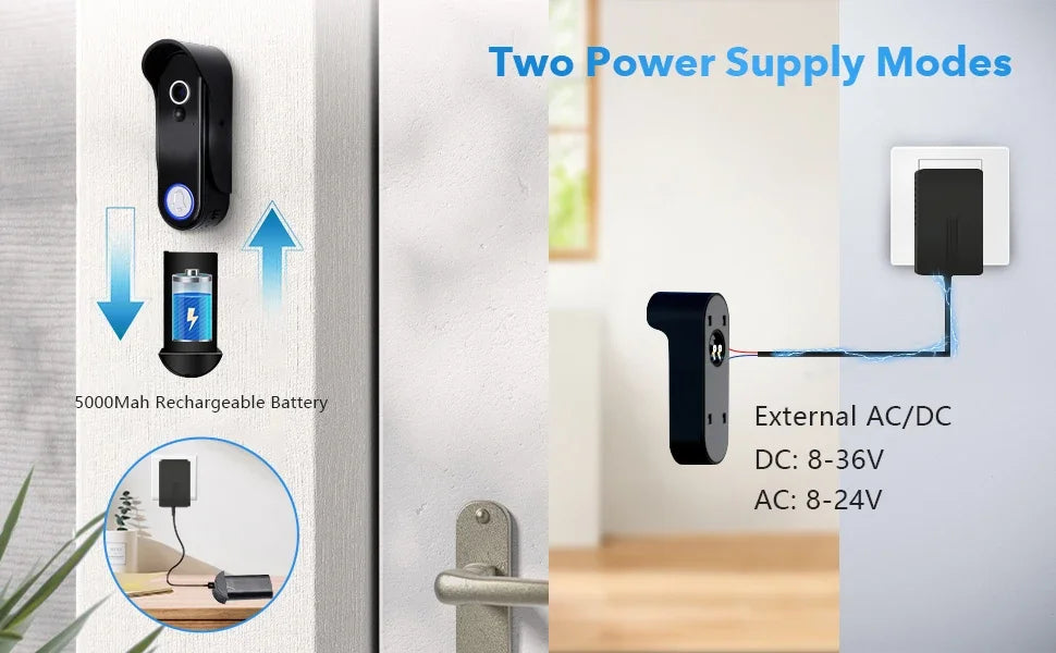 AnjieloSmart 1080P WiFi Wireless Video Intercom Doorbell with Camera 7 Inch Touch Monitor Video Door Phone Tuya Smart No Wiring Required