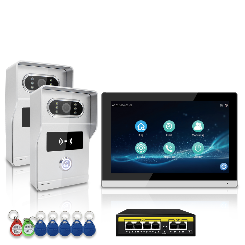 AnjieloSmart Newest 1080P Waterproof Video Doorbell Night Vision with Motion Detection IP Video Intercom System for Multi-Apartment