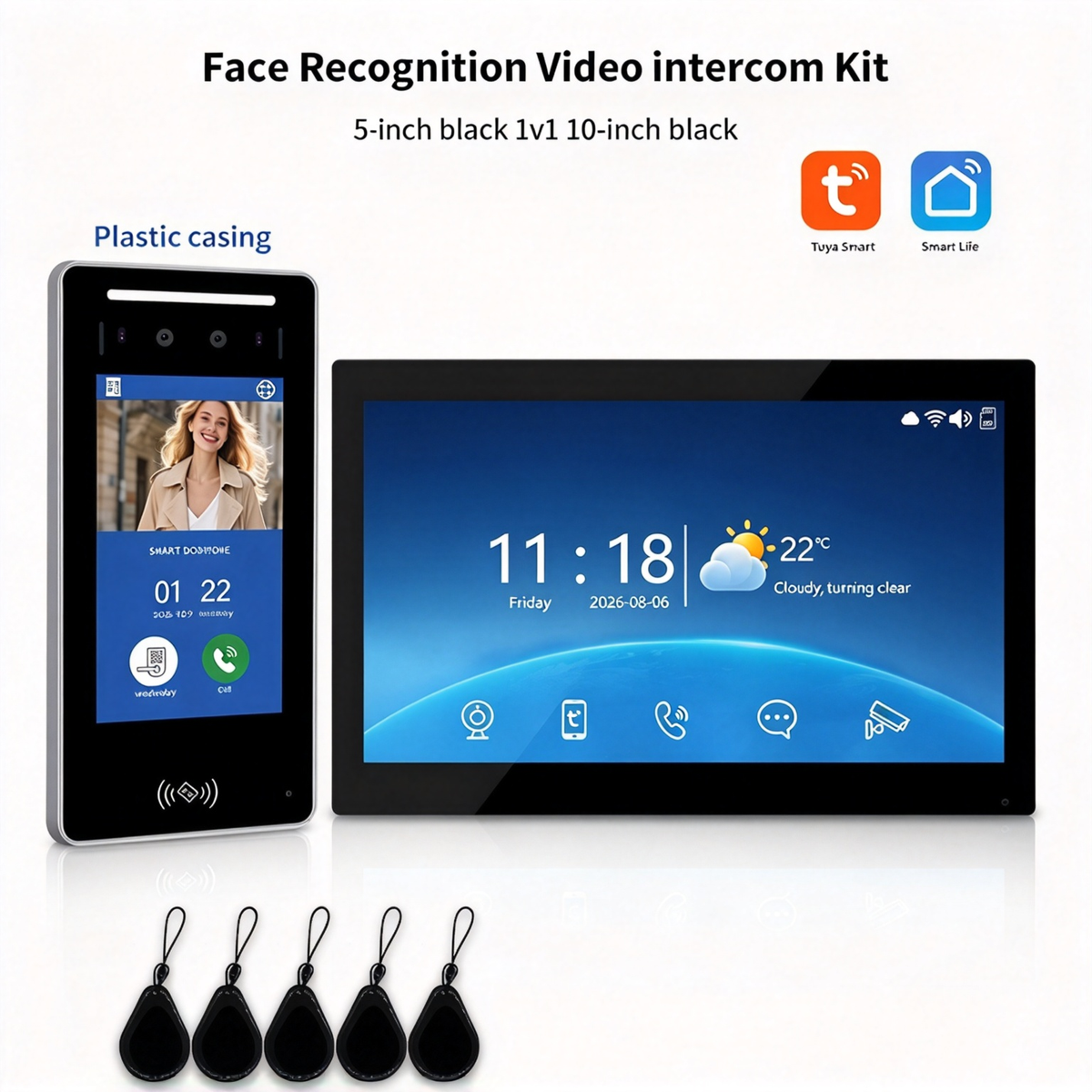 Anjielo Tuya 3D AI Facial Recognition Video Intercom, 5 Ways Unlock Villa Multi-Family Video Door Phone