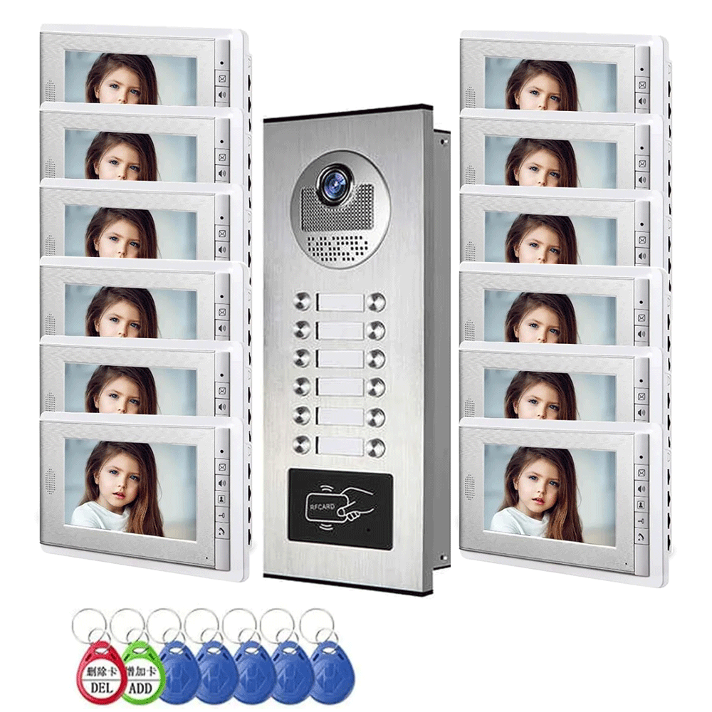 Anjielo apartment intercom system 7-inch video doorbell intercom kit aluminum alloy camera can be equipped with 2/3/4 intercom system