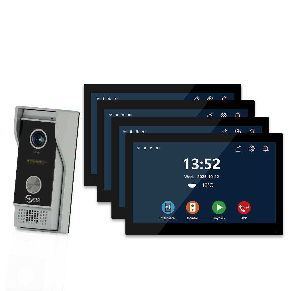 Anjielo 10 Inch Touch Screen 1080P Doorbell Camera Wired Video IC Unlock for Villa Home TUYA Video Intercom Door Phone Kit