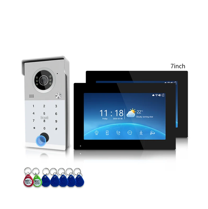 Anjielo Smart 4-Line Wired Video Intercom System Tuya Smart Life App 5-in-1 Unlock Waterproof Video Door Phone for Villa Home