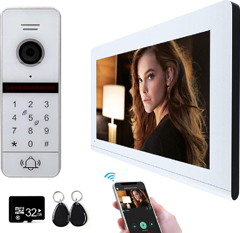 Anjielo 10 Inch Touch Screen 1080P HD Night Vision Doorbell Camera for Home Security Support Tuya Video Intercom System