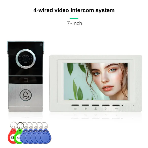 ANJIELO Smart CVBS Doorbell Video Intercom System for Home Supports RFID Card One-button Unlocking Video Door Phone