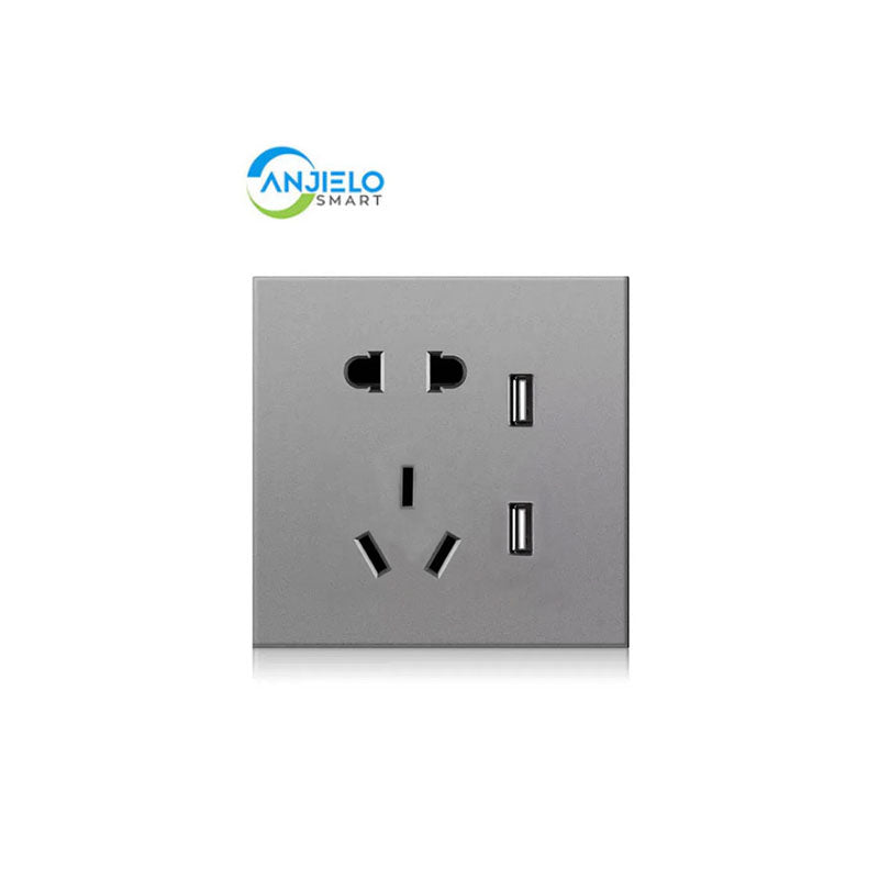 Anjielo socket 5 holes 220V + USB 5V/2.1A 5V/2A zero live wire PC flame retardant material ZigBee 3.0 wireless connection