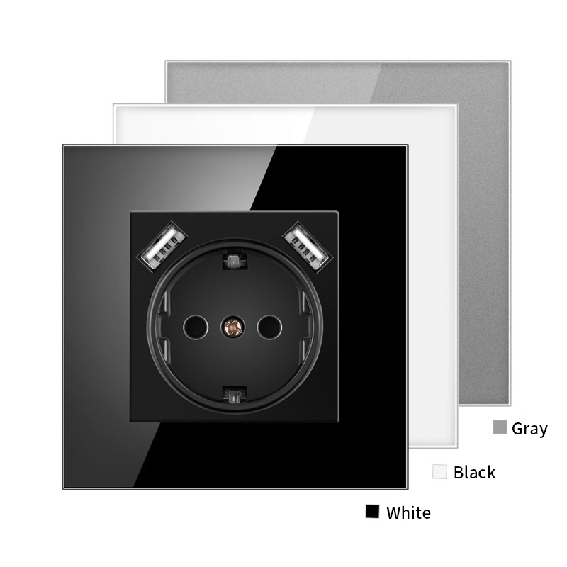 AnjieloSmart European Wall Socket with Dual USB: Compatible with German & French Standards, 16A Power Outlet