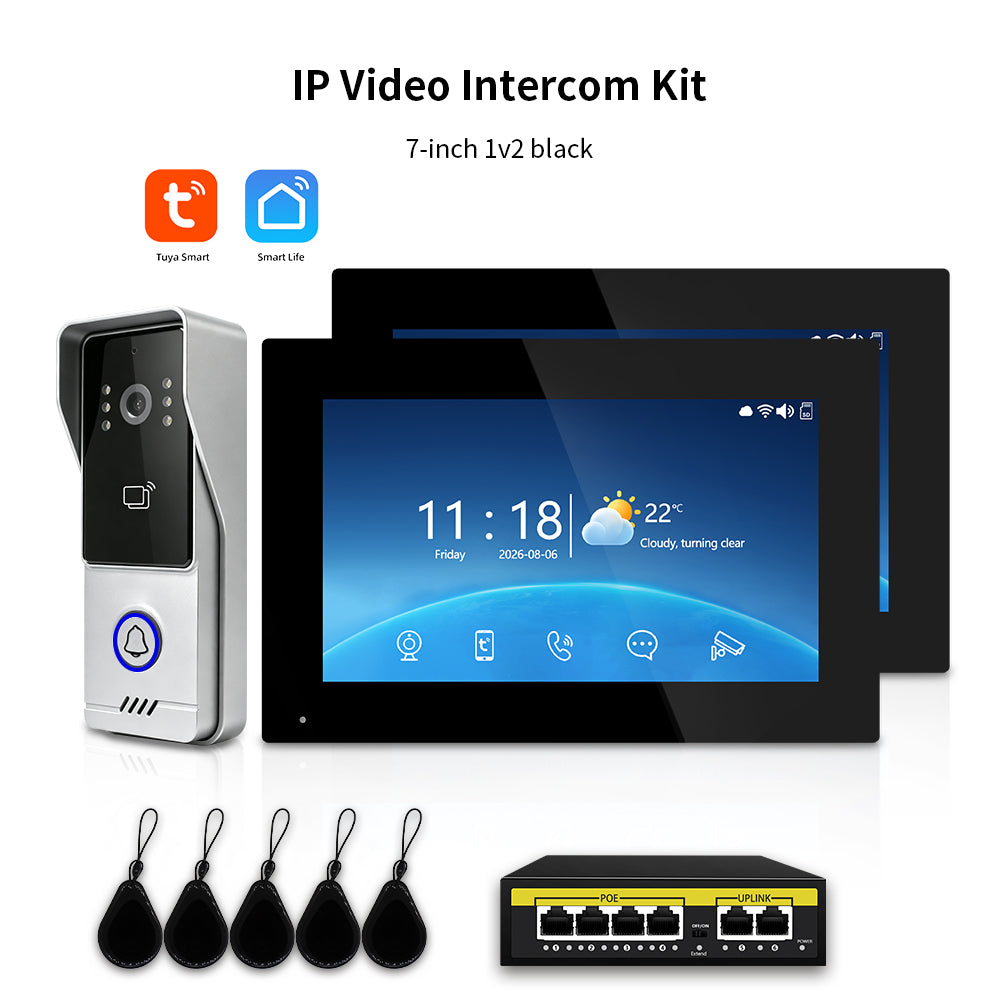 Anjielo Tuya IP Video Intercom System, 1080P Villa Video Door Phone with Remote Unlock, Infrared Night Vision, Motion Detection