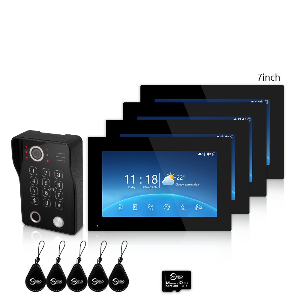 Anjielo 1080P Villa Video Intercom Tuya Smart IP65 Waterproof 4 Wire 5-in-1 Unlocking Video Intercom System