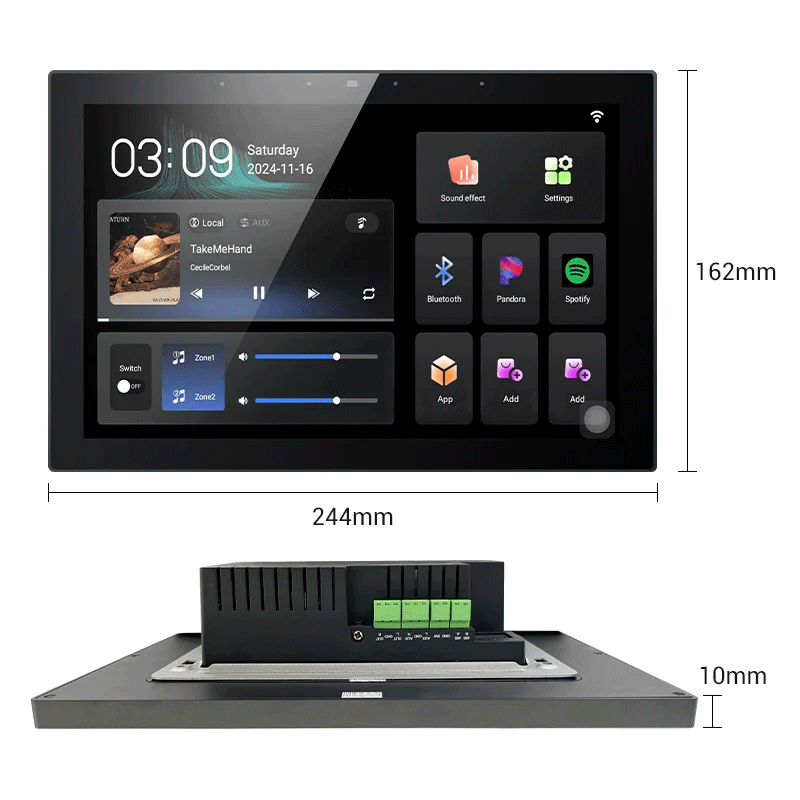 Anjielo 10 Inch Smart Home Touch Control Panel Zigbee Tuya Wifi Wall Amplifier Built in Zigbee Gateway Support Remote Control