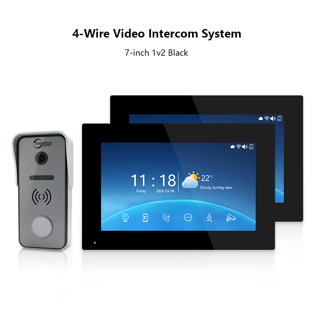 Anjielo 4-Wire 1080P Video Intercom System – 7"/10" Touch Monitor with Digital Photo Frame, Two-Way Audio, for Villa, Apartment & Home Office