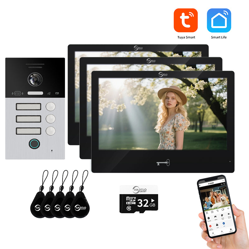 AnjieloSmart 10 inch Tuya Wifi Security Video Doorbell Intercom Systems 1080P With Door Phone Motion Detection For Multi-Apartment
