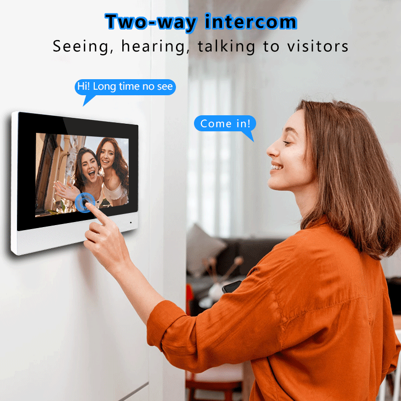 Anjielo Smart 2 Wire Wireless Video Intercom System 7" IPS LCD Screen RFID Unlock Tuya Smart Wifi Video Doorbell 1080P