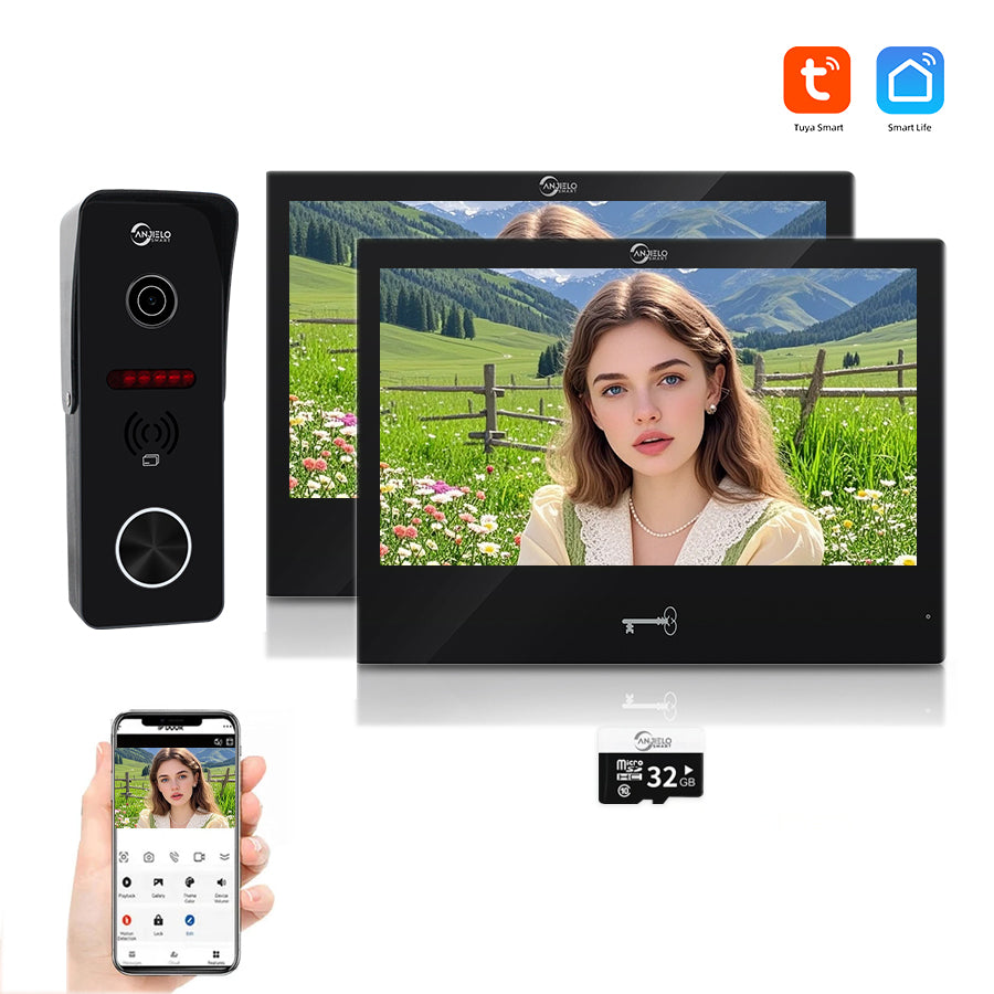 AnjieloSmart Tuya WIFI 10 inch VideoDoorbell Intercom System Access Control Camera Smart Security Device Family Apartment Electric Lock