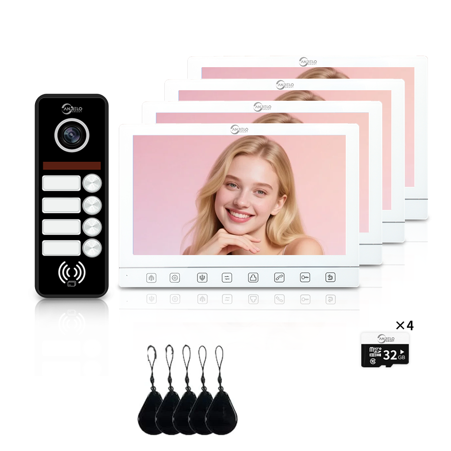 AnjieloSmart 7-Inch Smart Touchscreen Video Door Phone with 1080P HD Camera & Night Vision - 2-Door Intercom System for Homes, Villas and Apartments