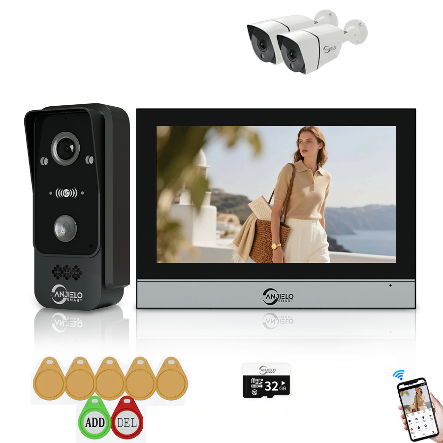 Anjielo Smart Tuya WiFi Doorbell Video Intercom System with 1080P HD Resolution and CCTV Security System for Villa.