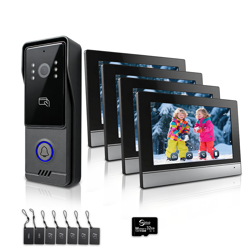 AnjieloSmart Latest Video Door Phone Access Control System - 1080P HD, IC Card & NFC Unlock, 7/10-inch Touchscreen Indoor Monitor, Tuya App Support