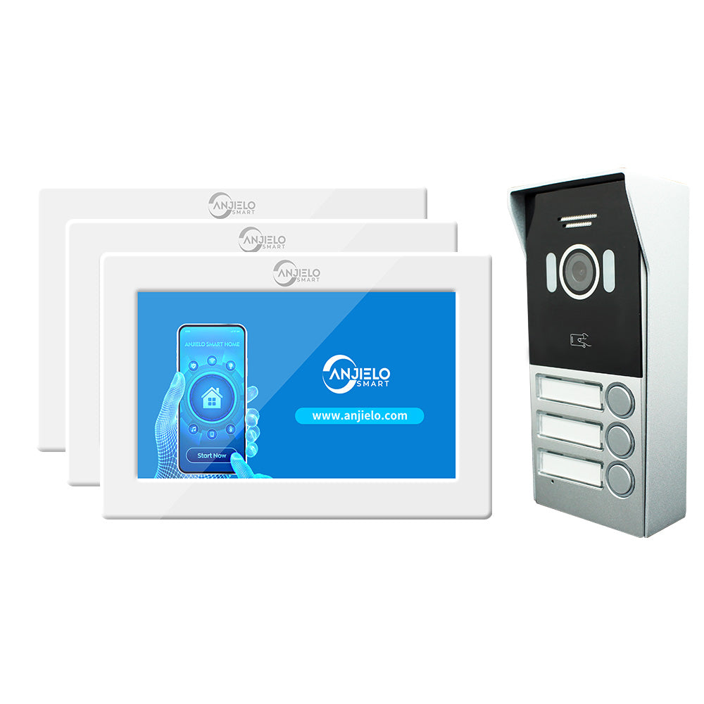 Anjielo 2 wire Video Video Intercom Doorbell 1080P Tuya 7 Inch Touch Monitor Support Dahua and Hikvision and IP Camera