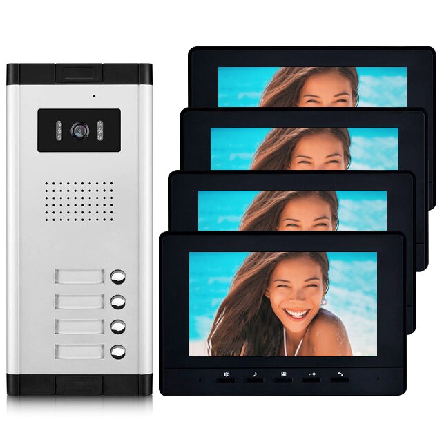 Anjielo Apartment Video Doorphone Intercom System 7 inch Monitor Video Doorbell Night Vision Waterproof for Home Security