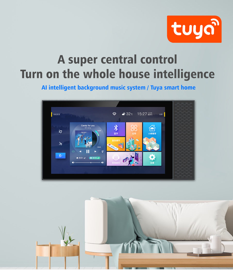 Anjielo 6.8-inch high-definition large-screen smart home control center with voice interaction scene linkage and environmental monitoring intelligent control panel