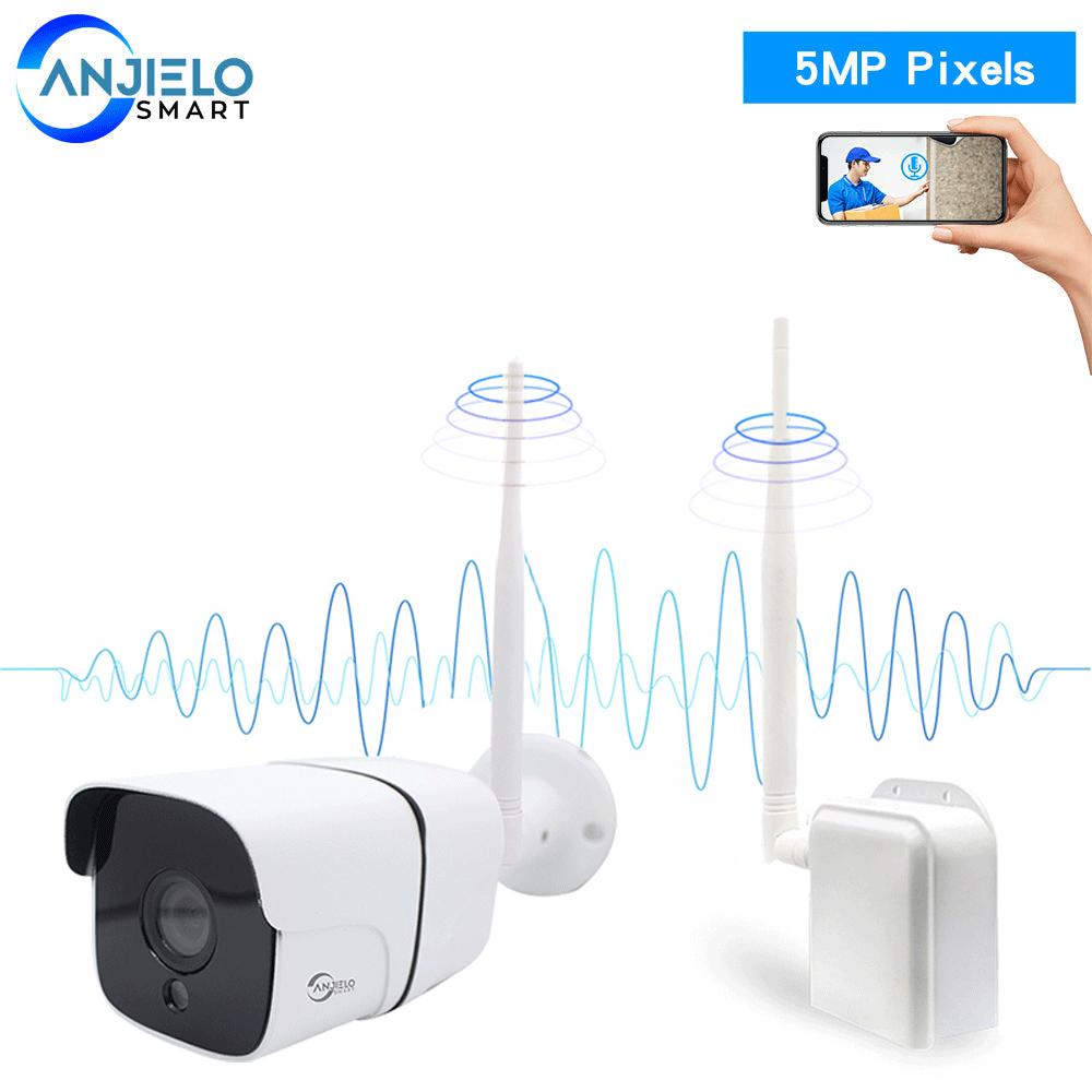 Anjielo Weatherproof family farm dock remote signal transmission motion detection 5MP WIFI HaLow wireless bridge network camera