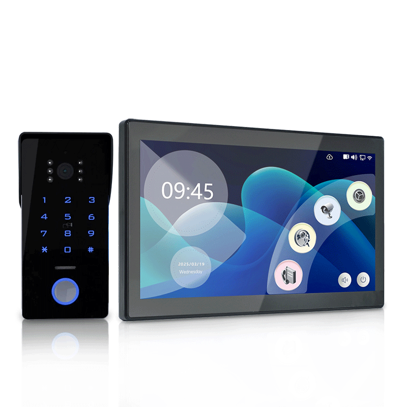Anjielo Smart IP Dual Line Doorbell with 10 Inch Touch Screen Password IC Card Unlock 1080P Camera Video Intercom System