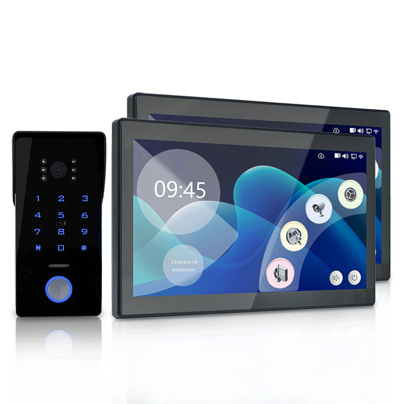 Anjielo Smart IP Dual Line Doorbell with 10 Inch Touch Screen Password IC Card Unlock 1080P Camera Video Intercom System