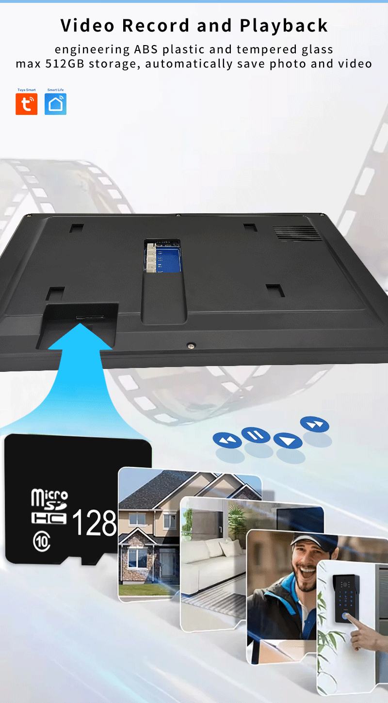 Anjielo Smart IP Dual Line Doorbell with 10 Inch Touch Screen Password IC Card Unlock 1080P Camera Video Intercom System