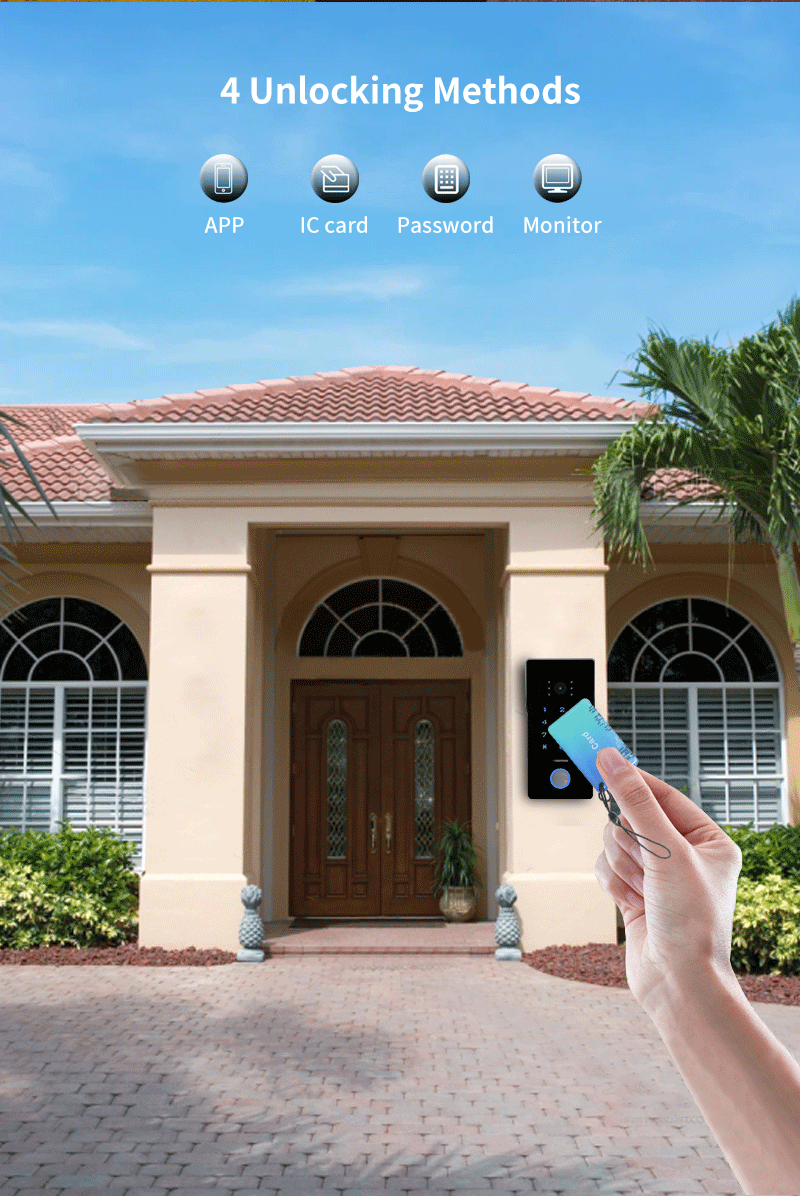 Anjielo Smart IP Dual Line Doorbell with 10 Inch Touch Screen Password IC Card Unlock 1080P Camera Video Intercom System
