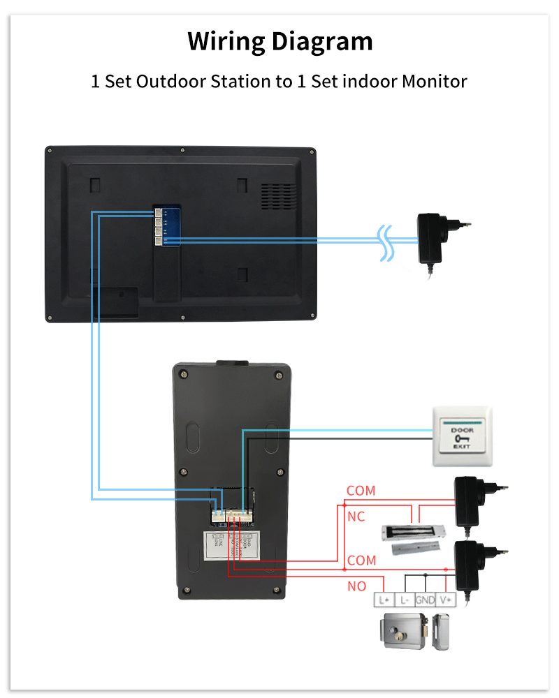 Anjielo Smart IP Dual Line Doorbell with 10 Inch Touch Screen Password IC Card Unlock 1080P Camera Video Intercom System