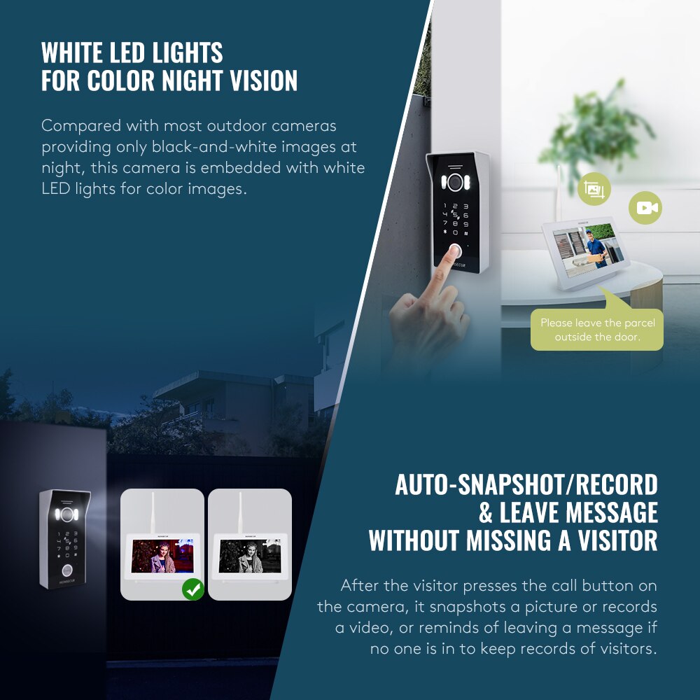 Anjielo 7 inch Touch Screen Tuya WIFI Halow Video Door Phone Intercom Doorbell Password for Home Security