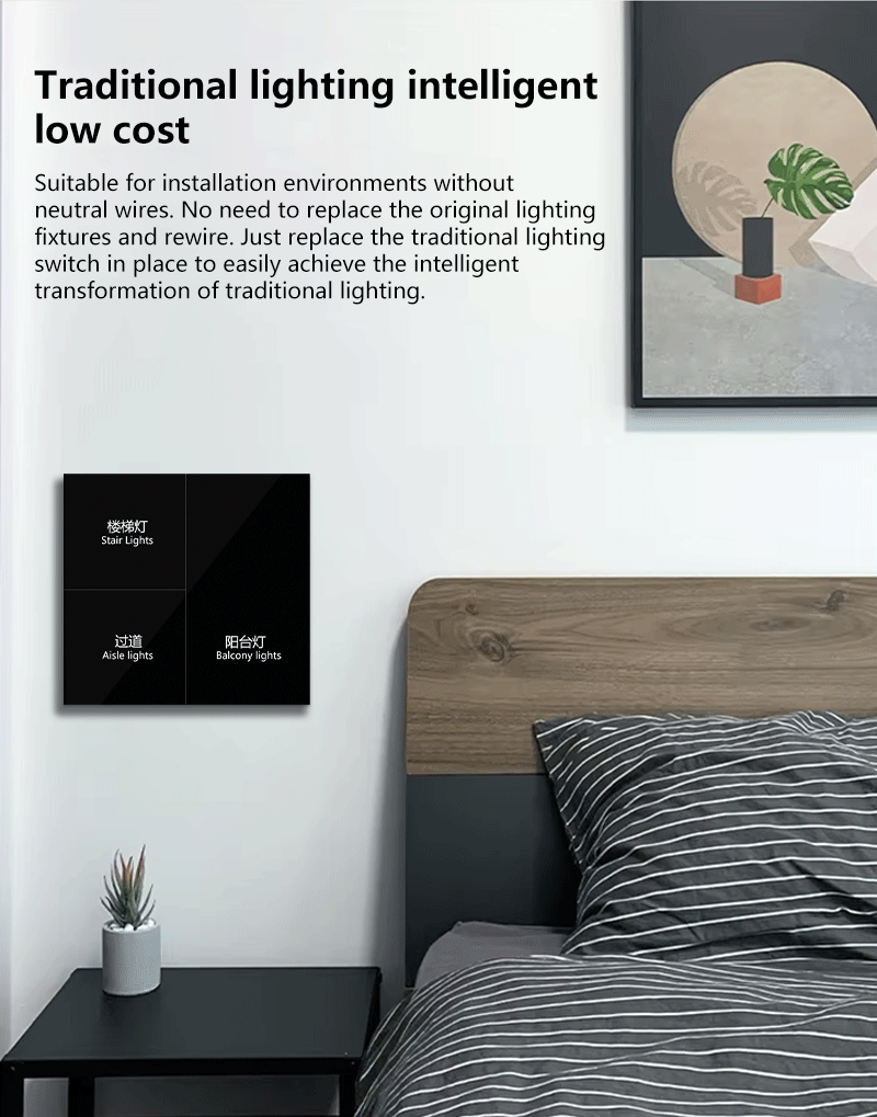 Anjielo compatible with Domotica remote automation control zero fire three button switch LCD touch WIFI and Homekit