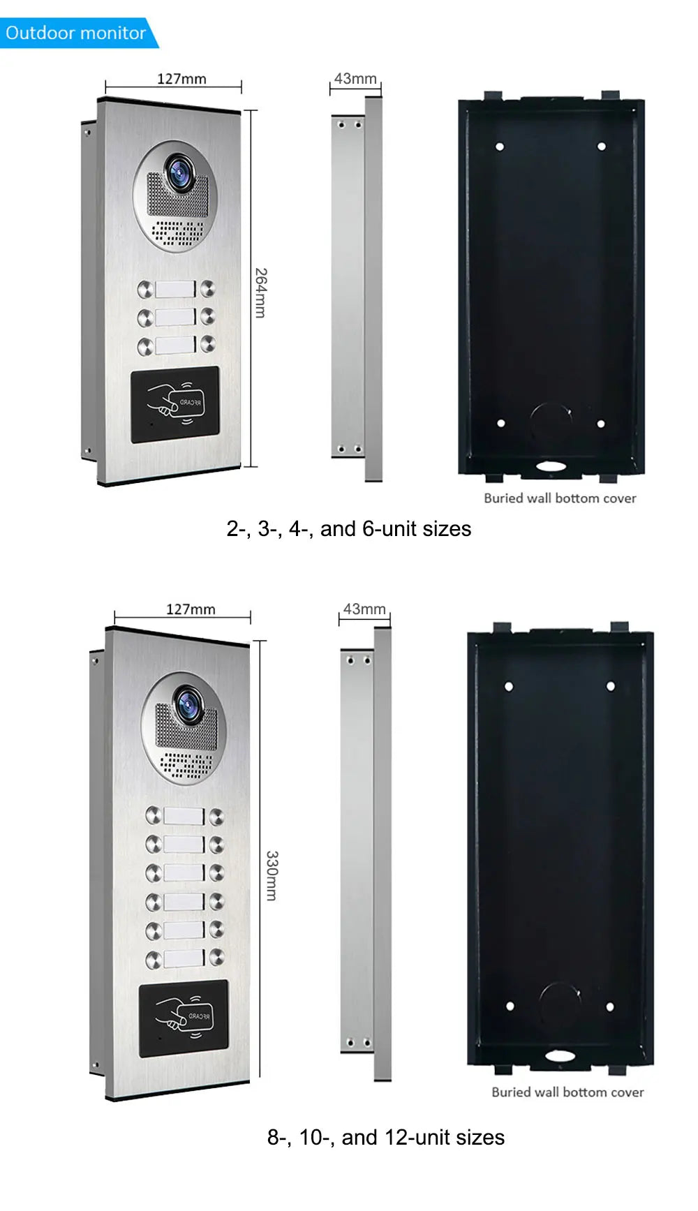 Anjielo AHD 1080P Video Doorbell for Multi-family Metal Doorbell Video Intercom System Tuya 7-inch Monitor
