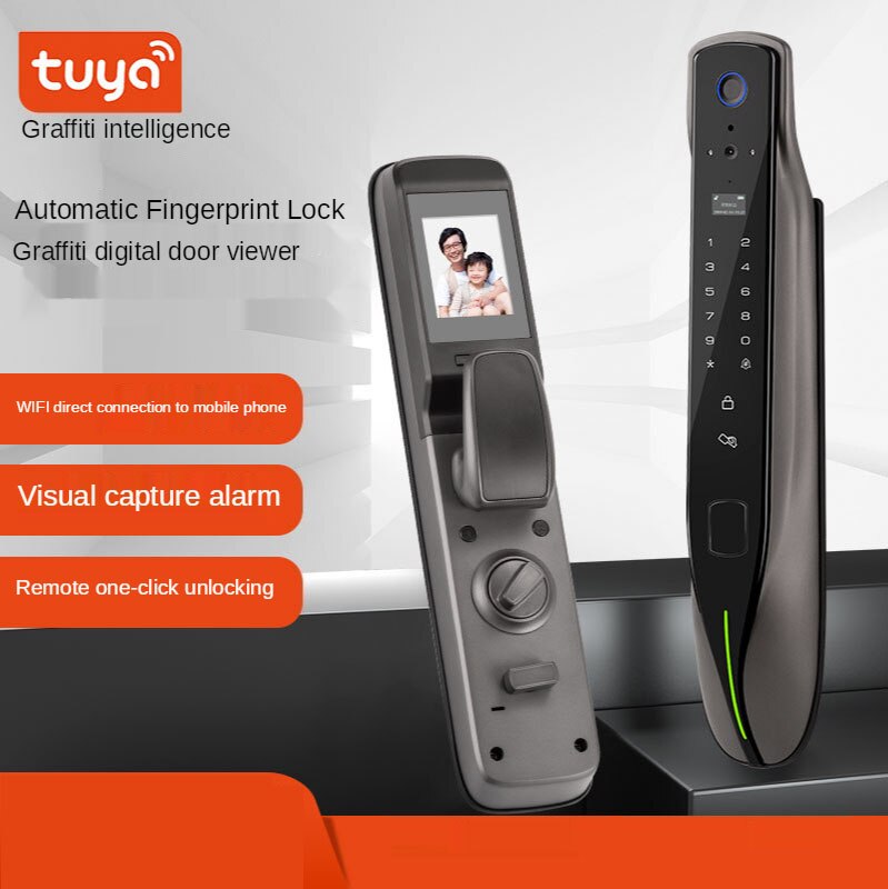 Anjielo smart door lock Tuya smart door lock visual cat eye capture remote fingerprint lock fully automatic doorbell with camera surveillance camera