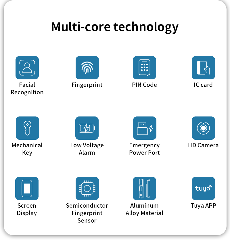 Anjielo Face Recognition 3D Digital Smart Lock Fingerprint Password Electronic Door Lock RFID NFC Card Multiple Door Opening Methods Suitable for Home Apartments