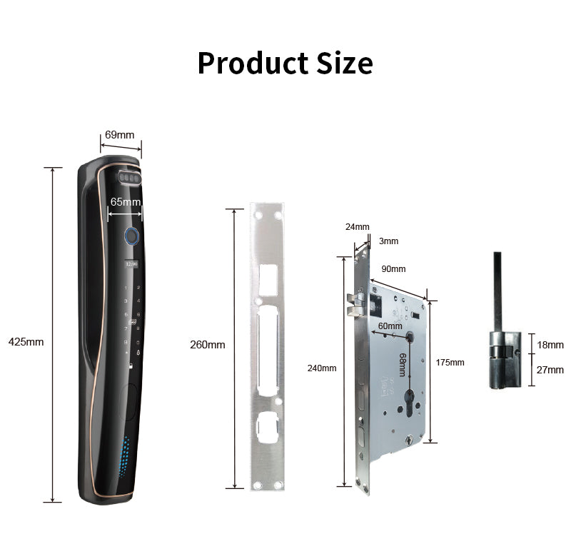 Anjielo protects family security 6 ways to open the door key IC card fingerprint password digital face recognition tuya smart door lock