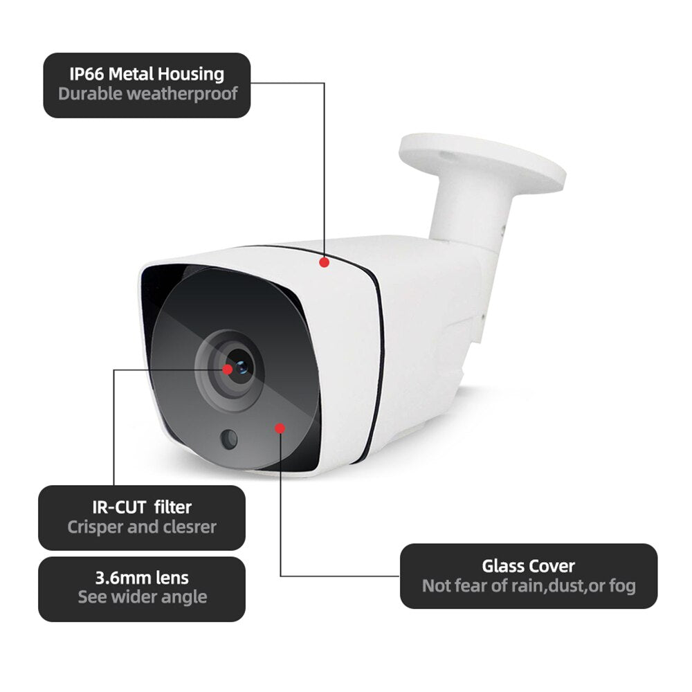Anjielo HD 1080P 2MP IP Camera with POE Night Vision Equipment Waterproof Outdoor HD Surveillance Security Camera