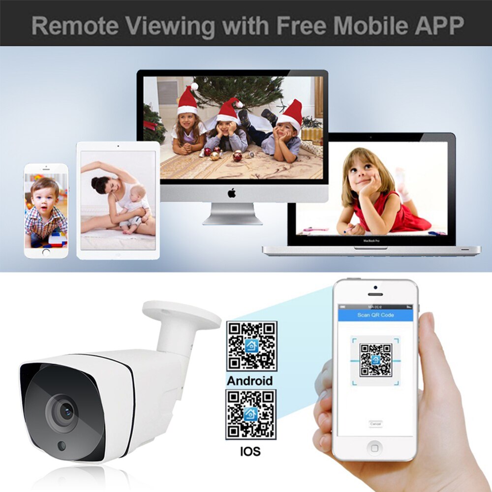 Anjielo HD 1080P 2MP IP Camera with POE Night Vision Equipment Waterproof Outdoor HD Surveillance Security Camera
