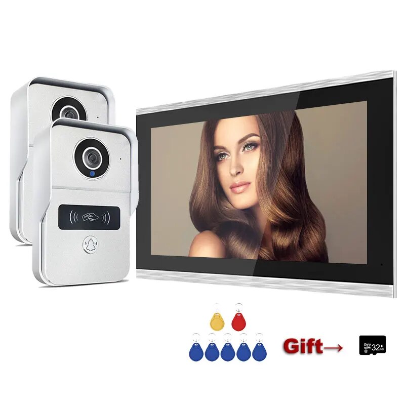Anjielo 2MP 1080P 10-Inch IP Video Intercom Touch Screen Big Tuya Wireless Wifi POE Wired Doorbell for Villa Flat RFID Access Control