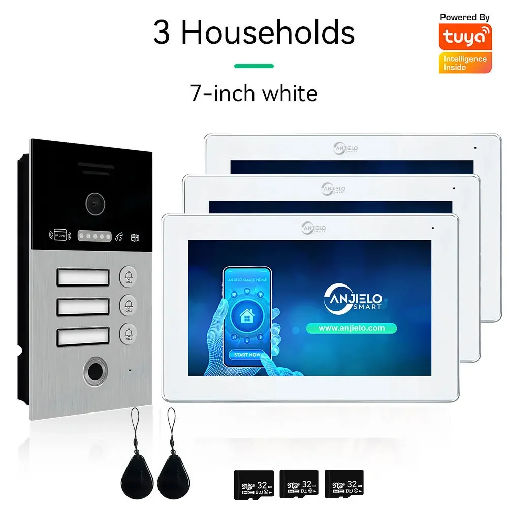 Anjielo smart video intercom 7/10 inch screen and 1080P 1/2/3 floor WIFI doorbell tuya home apartment video intercom equipment
