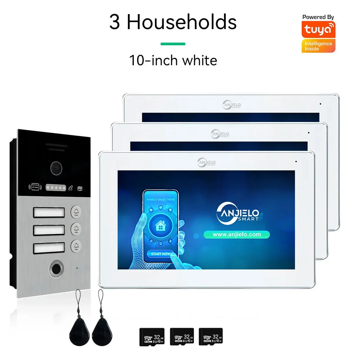 Anjielo smart video intercom 7/10 inch screen and 1080P 1/2/3 floor WIFI doorbell tuya home apartment video intercom equipment
