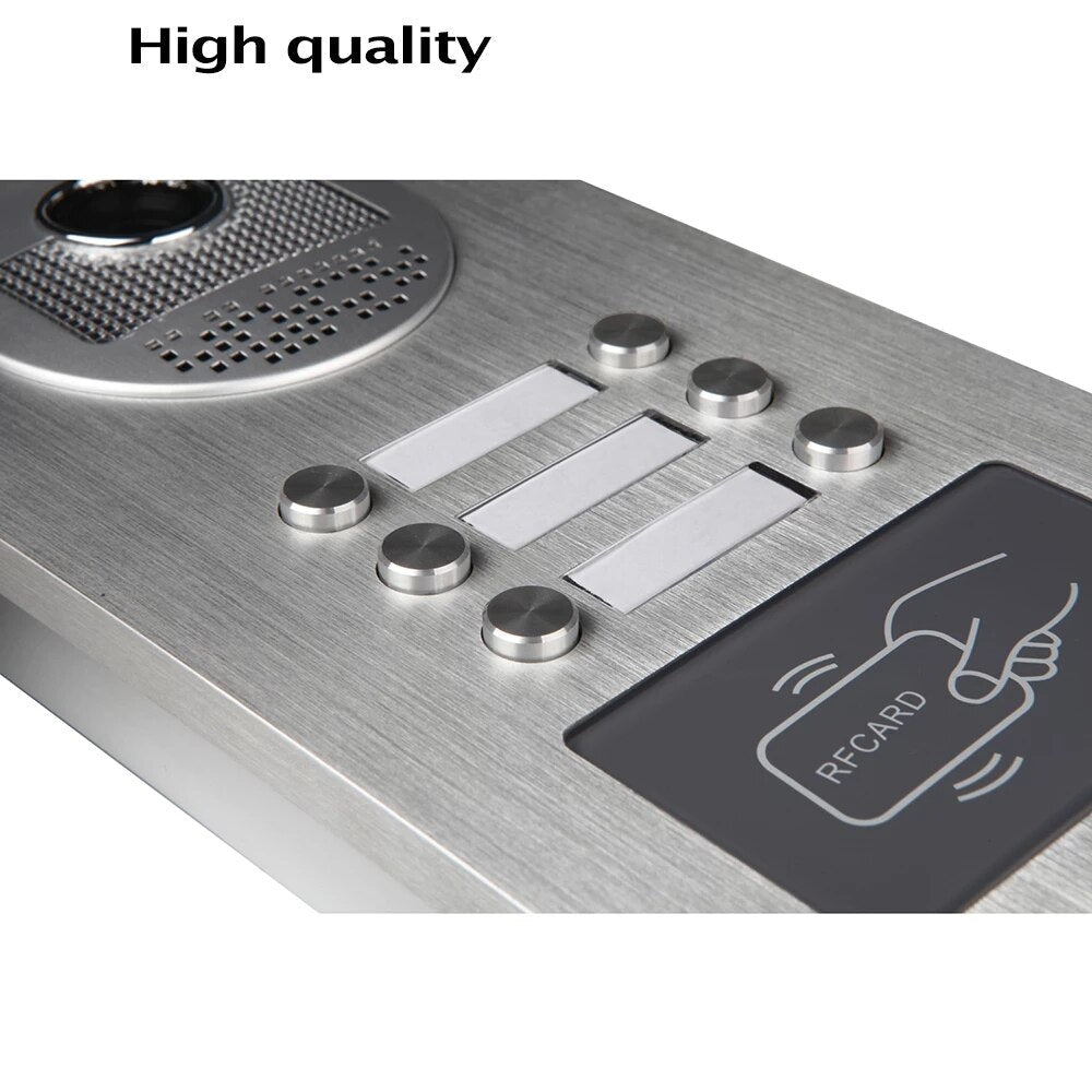 Anjielo Wired Home 7 Inch TFT Color Video Intercom Doorbell System RFID Camera Metal 700 TV Line with 2/3/4 Monitors Suitable for Multi-family Apartments