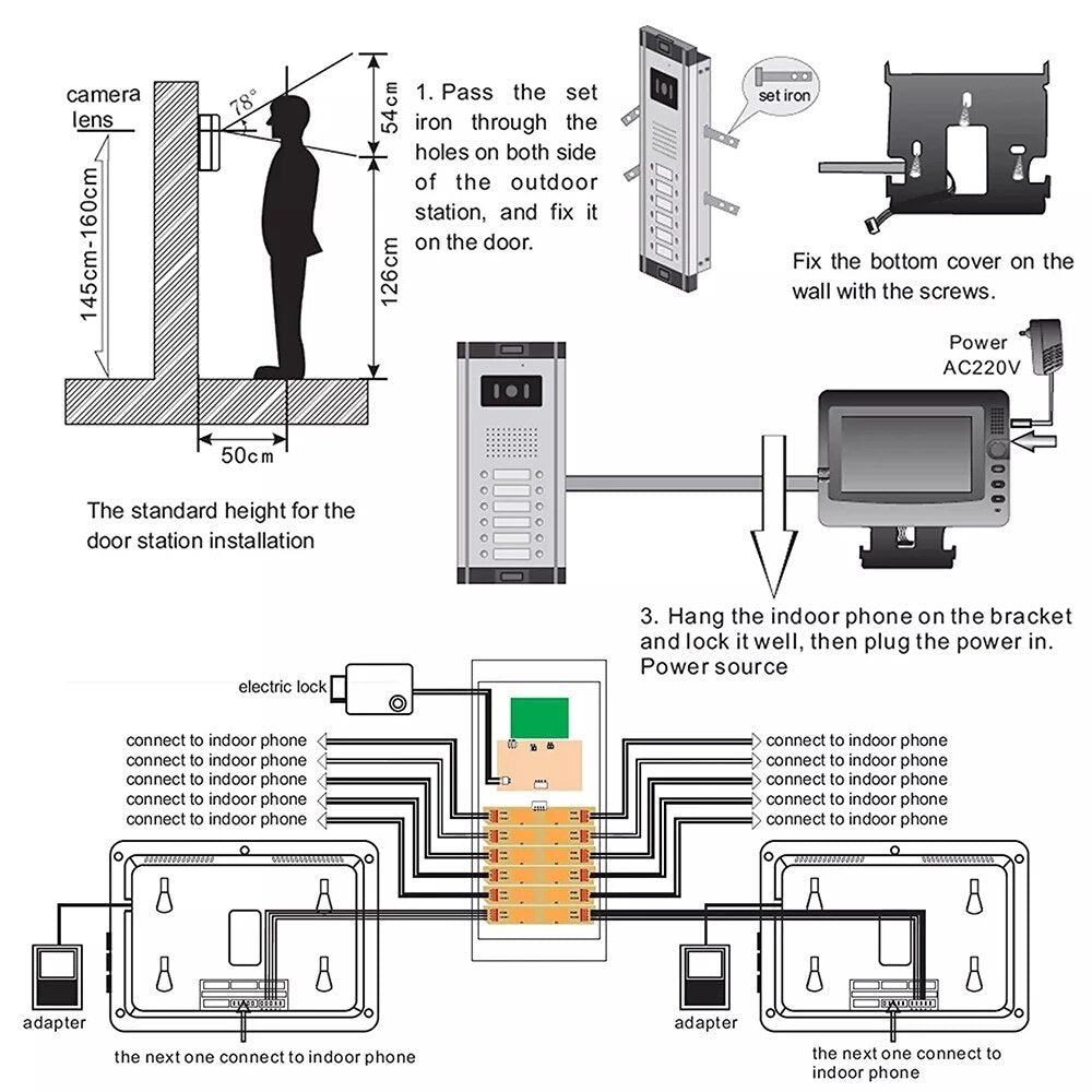 Anjielo 9 inch indoor surveillance video intercom for apartment video intercom with infrared night vision camera