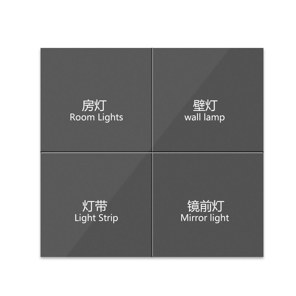 Anjielo Smart Switch for Home Automation Single Pole 4-Way Control ABS/PC Housing Support Zigbee and SmartLife 4-Button Touch Switch