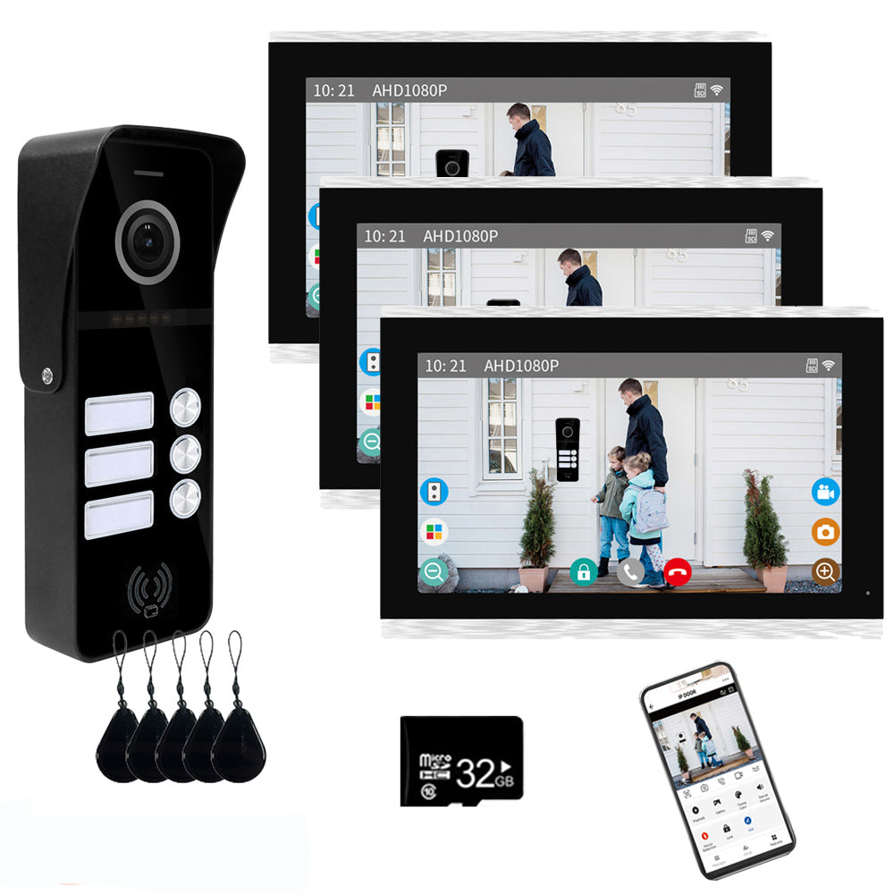 Anjielo Smart Tuya 7/10 Inch Video Smart Home Video 2 Doorbell System 1080P 160° Wired Doorbell Camera Touch Screen