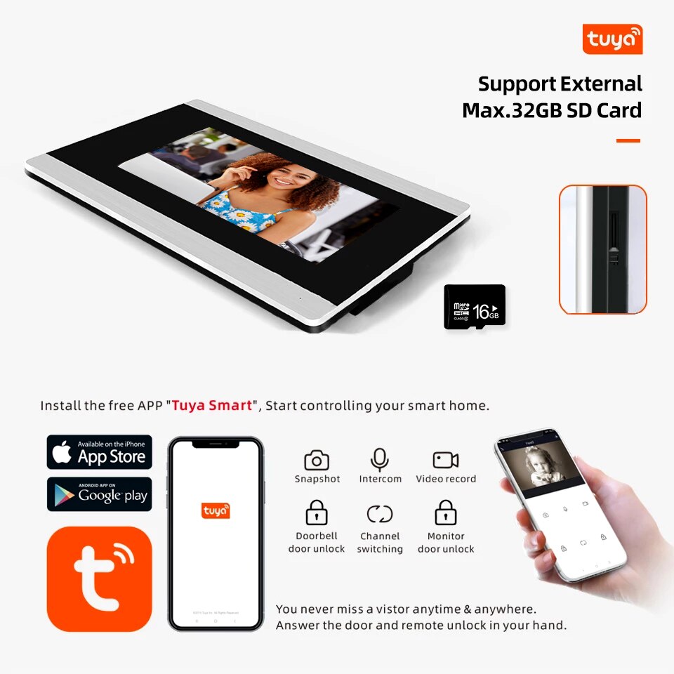 Anjielo smart 7 inch touch screen WiFi IP protection home security video intercom system