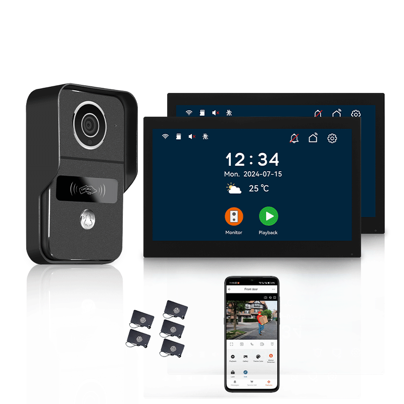 Anjielo Smart 10.1 Inch Touch Screen Video Doorbell Intercom System with Night Vision Camera and Two-Way Intercom