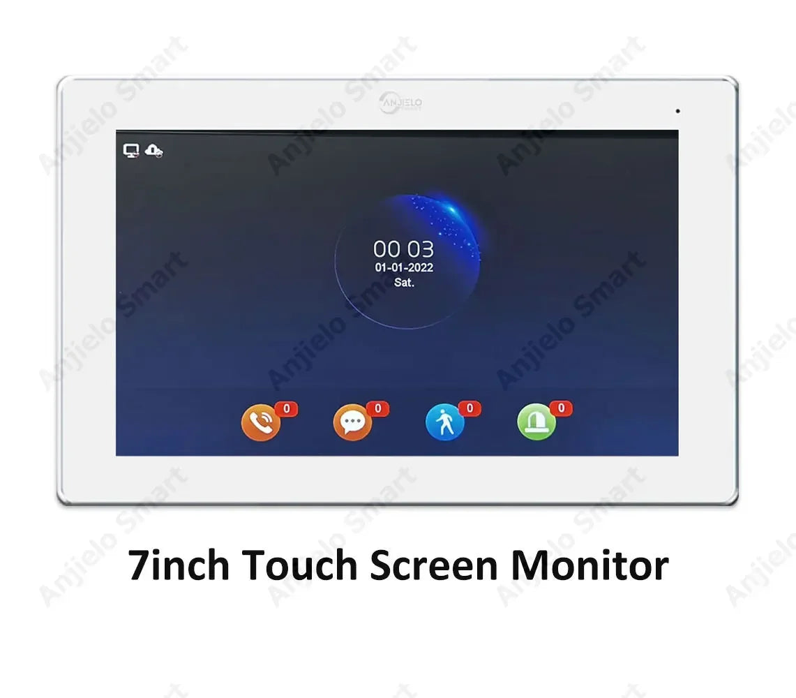 Anjielo Smart Tuya 7 Inch Wired Doorbell with Touch Screen Support IP Camera and Card Unlock