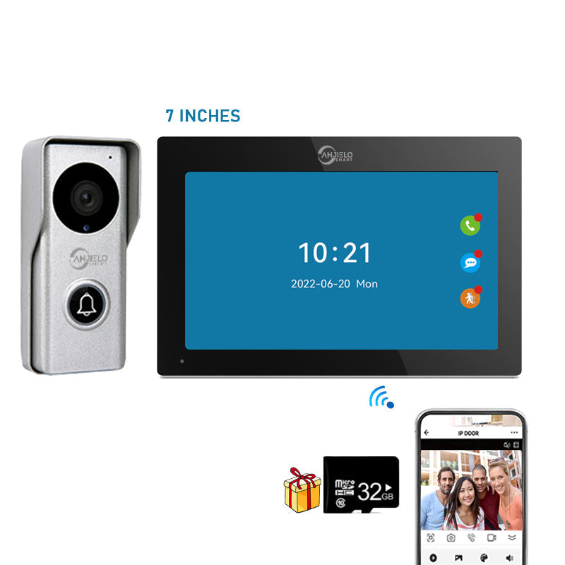 Anjielo Tuya Smart 7/10 Inch Touch Monitor Video Wifi Intercom Tuya Video Doorbell System 1080P 140° Wired Doorbell Camera