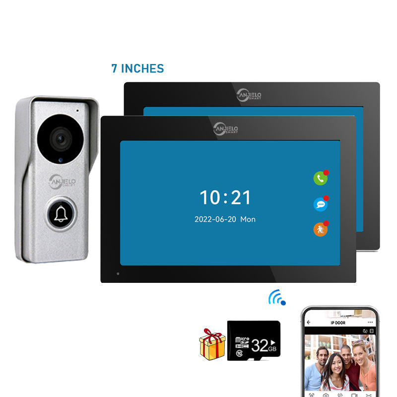 Anjielo Tuya Smart 7/10 Inch Touch Monitor Video Wifi Intercom Tuya Video Doorbell System 1080P 140° Wired Doorbell Camera
