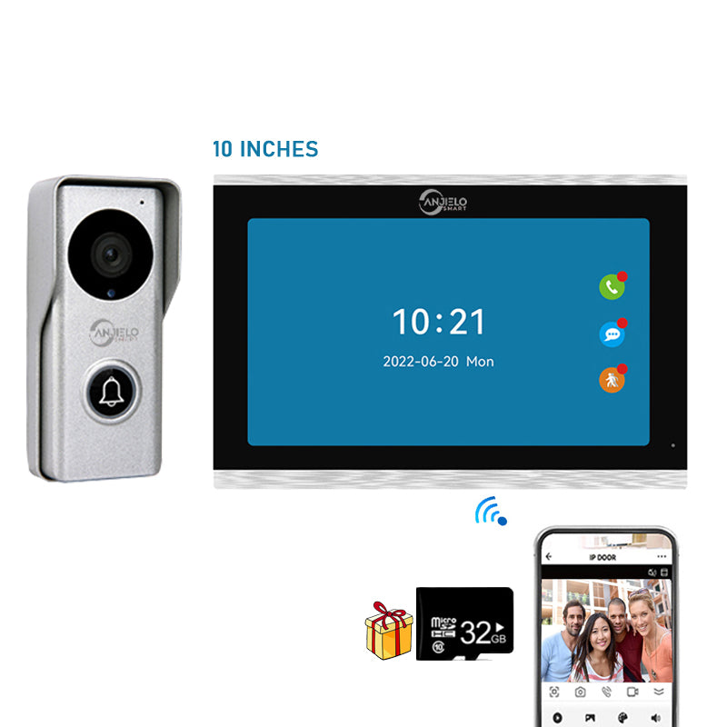 Anjielo Tuya Smart 7/10 Inch Touch Monitor Video Wifi Intercom Tuya Video Doorbell System 1080P 140° Wired Doorbell Camera